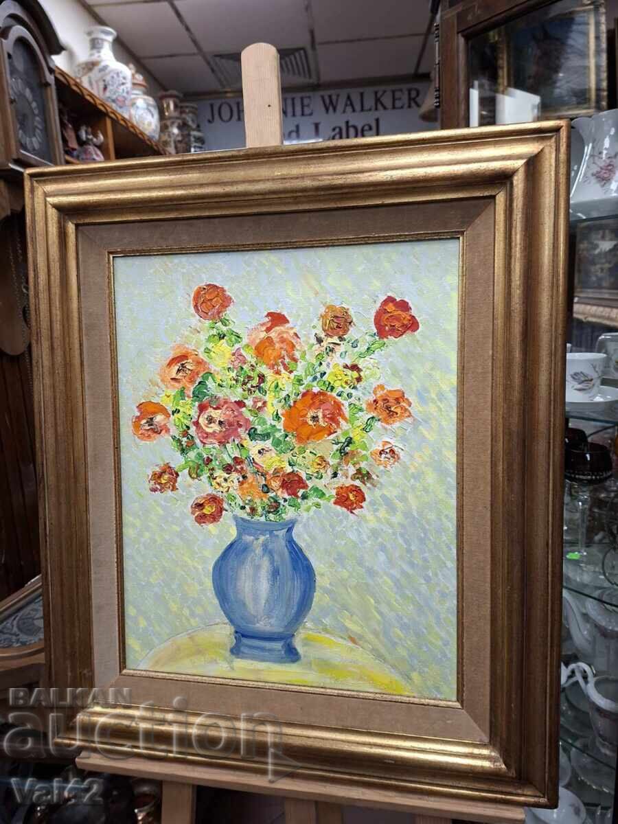 Παράδοση Πίνακας – Λουλούδια σε βάζο, ελαιογραφία σε καμβά
