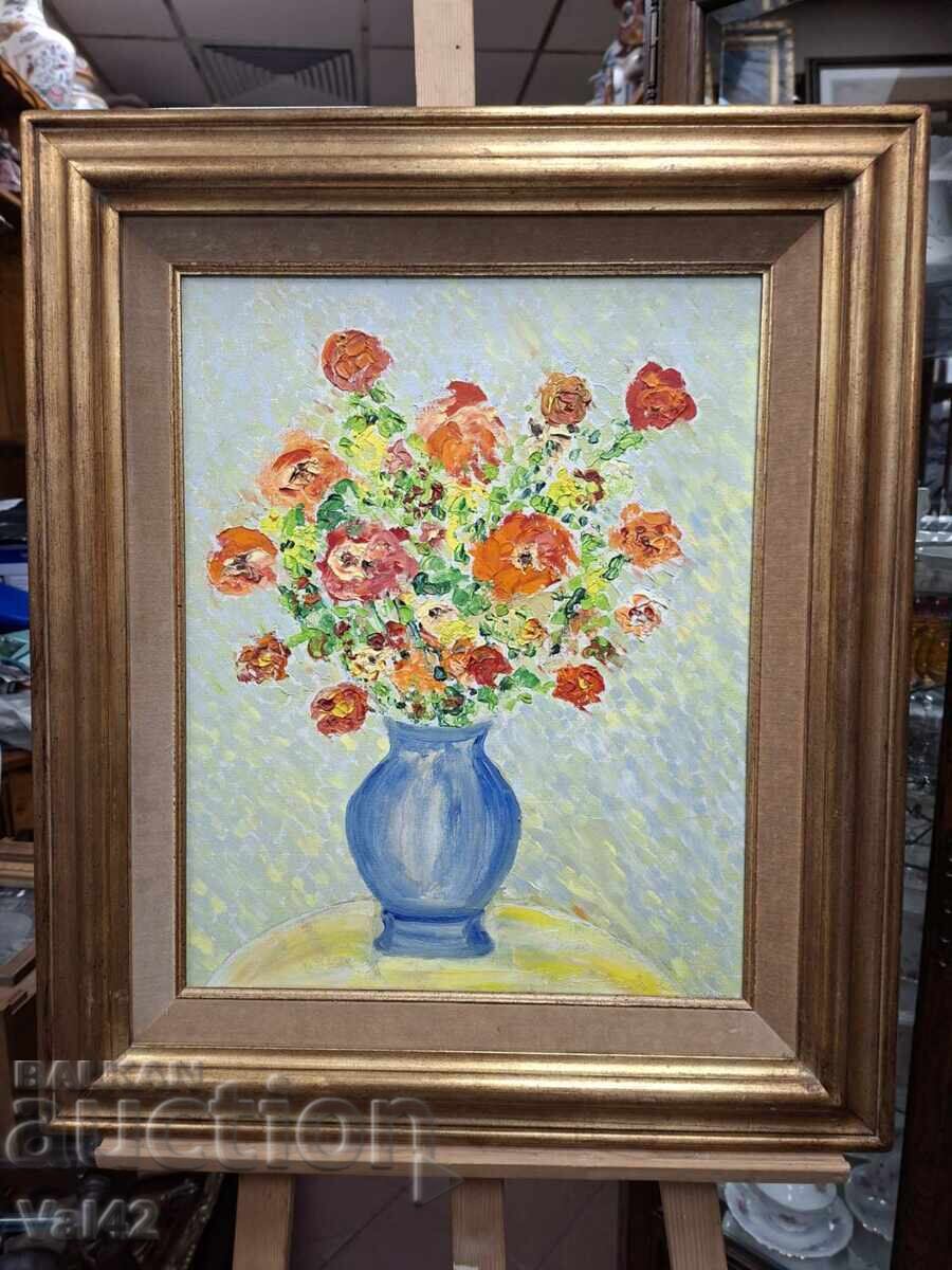 Πίνακας – Λουλούδια σε βάζο, ελαιογραφία σε καμβά