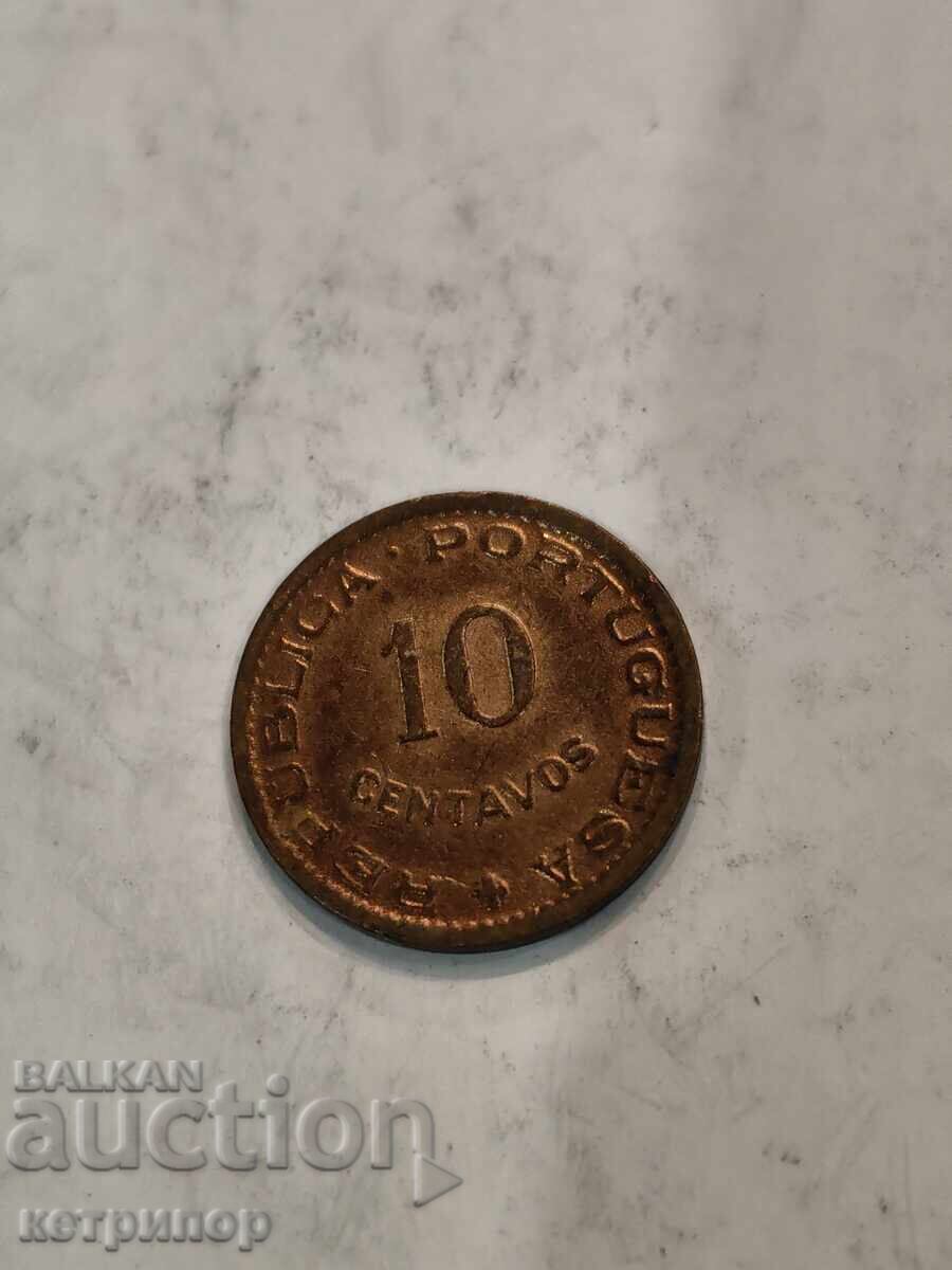 10 центаво Мозамбик 1950 г. с цена € 5.00 | 9.78 лв.