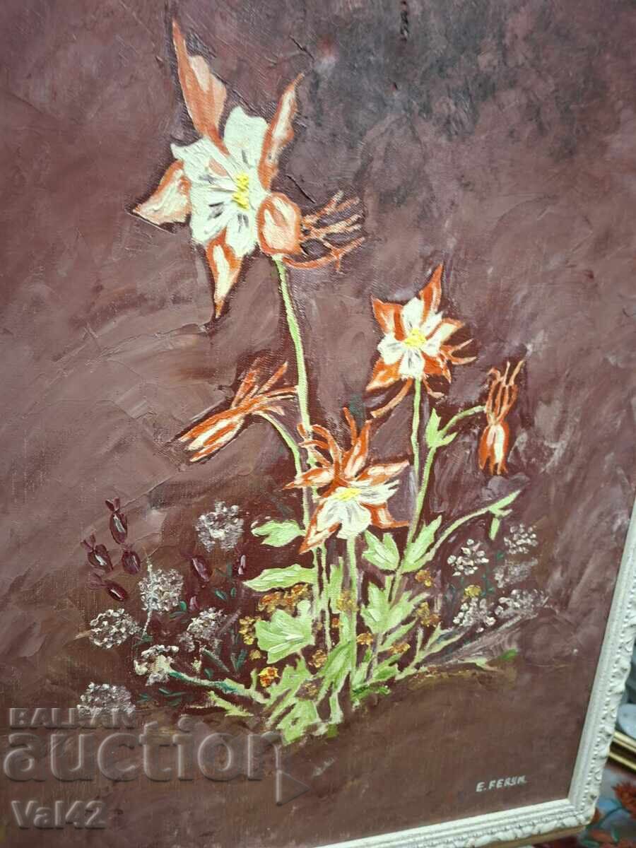 Доставка на Картина „Цветя“, E. Ferun – маслени бои върху платно