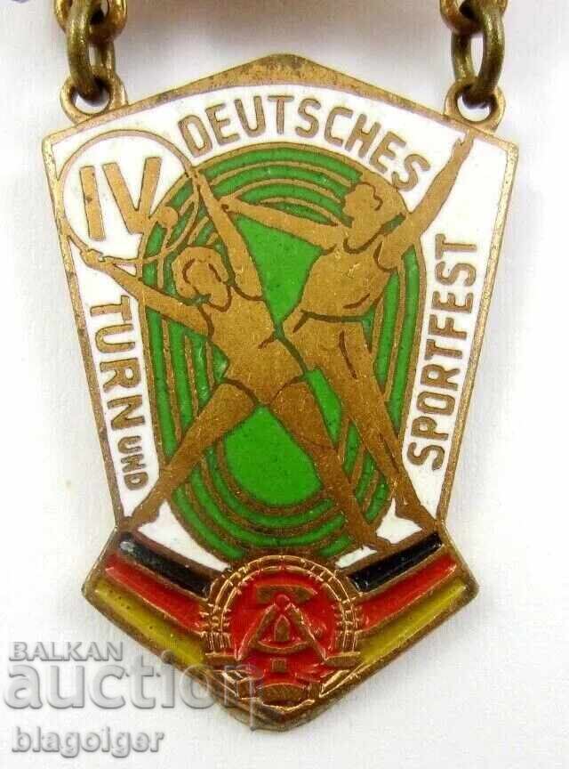 GDR-DDR-Socialist-4th Sports Festival-Award Badge-Enamel with price € 10.99 | 21.49 BGN