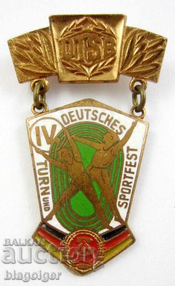 GDR-DDR-Socialist-4th Sports Festival-Award Badge-Enamel