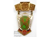 GDR-DDR-Socialist-4th Sports Festival-Award Badge-Enamel