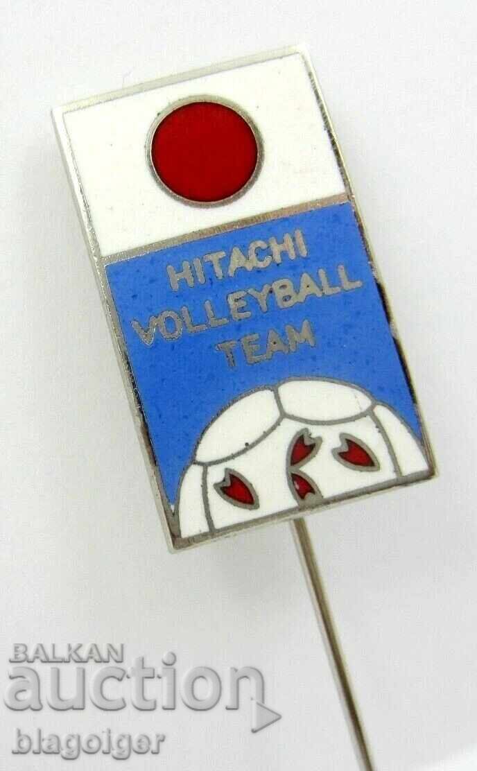 Япония-Hitachi-Хитачи Волейболен отбор-Стара значка-Емайл