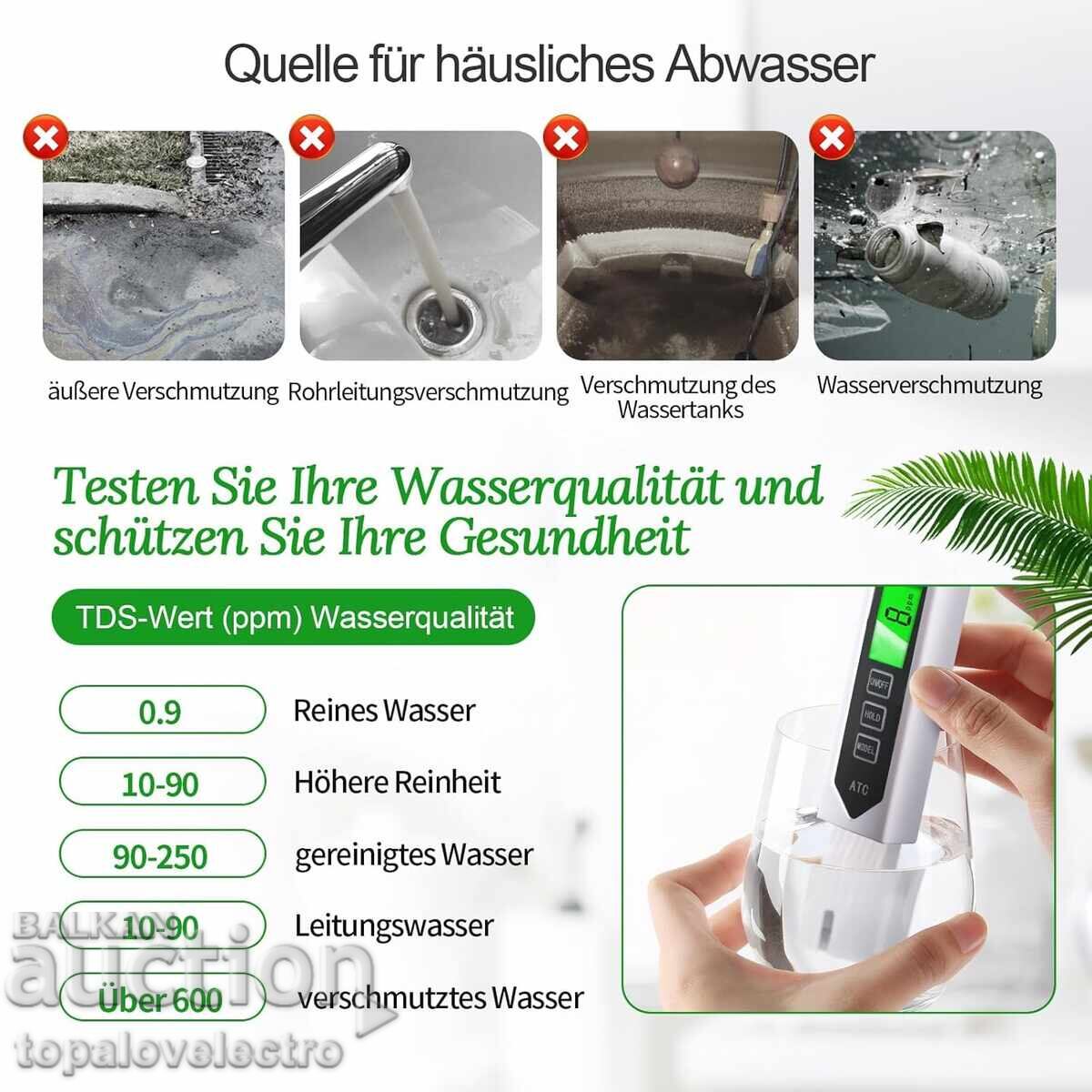 Licitație NOU! Tester digital pentru calitatea apei 3-în-1 cu ecran LCD