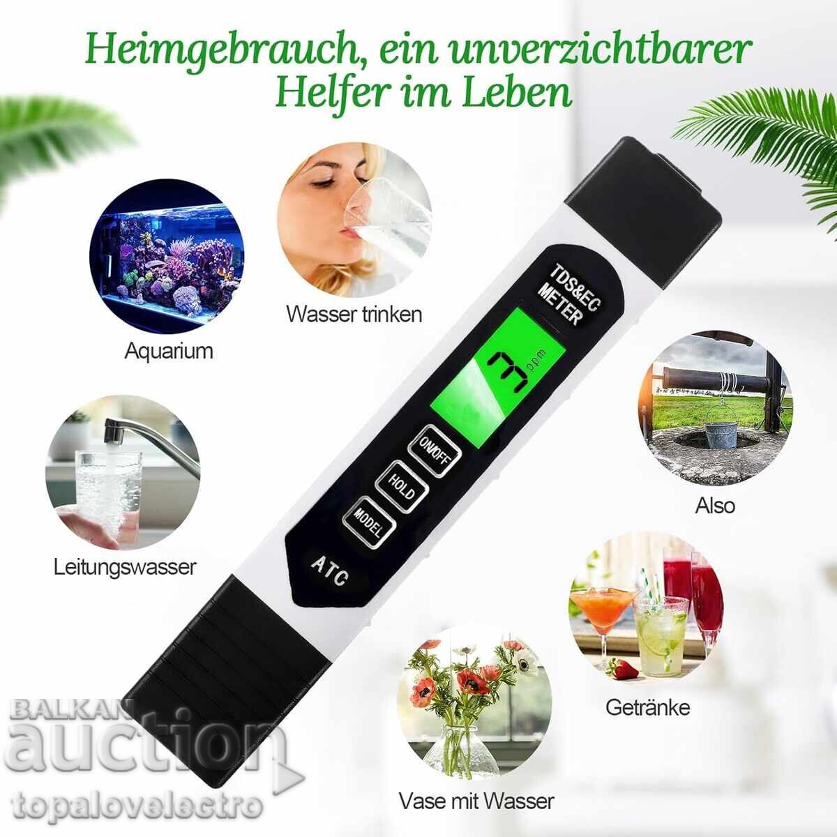 Livrarea NOU! Tester digital pentru calitatea apei 3-în-1 cu ecran LCD