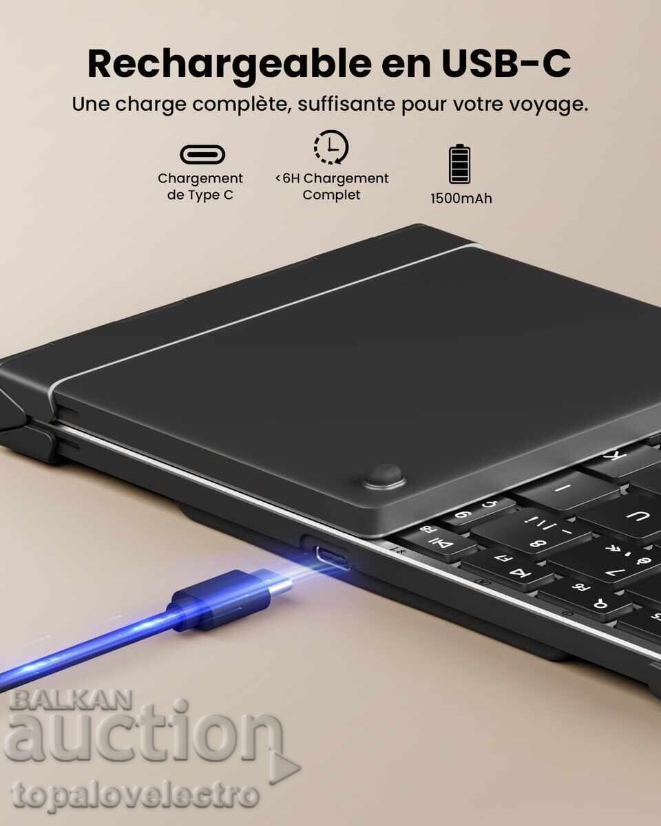 ΝΕΟ! Αναδιπλούμενο ασύρματο πληκτρολόγιο Bluetooth AZERTY, με οπίσθιο φωτισμό με τιμή € 10.00 | 19.56 BGN