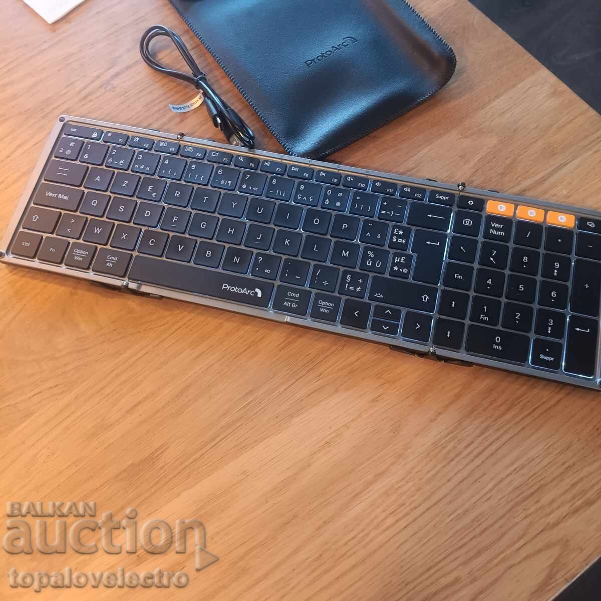 Παράδοση ΝΕΟ! Αναδιπλούμενο ασύρματο πληκτρολόγιο Bluetooth AZERTY, με οπίσθιο φωτισμό