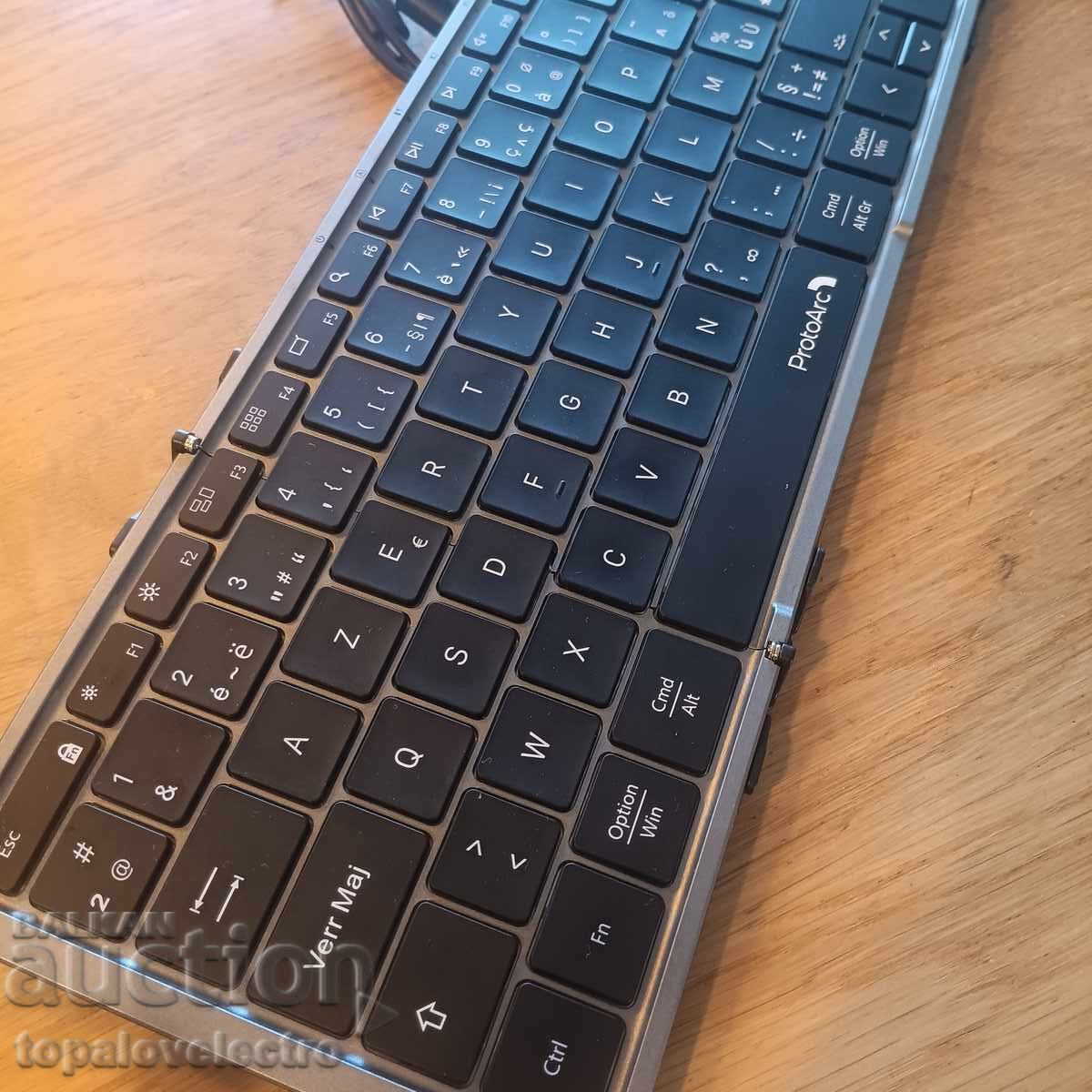 ΝΕΟ! Αναδιπλούμενο ασύρματο πληκτρολόγιο Bluetooth AZERTY, με οπίσθιο φωτισμό - 5