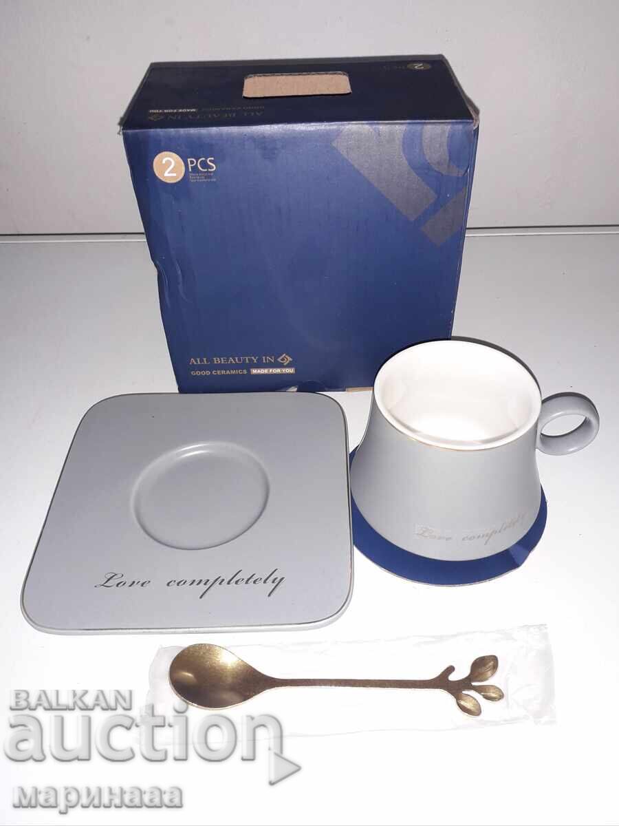 КОМПЛЕКТ ЗА КАФЕ '' LOVE COMPLETELY''. ПОРЦЕЛАН