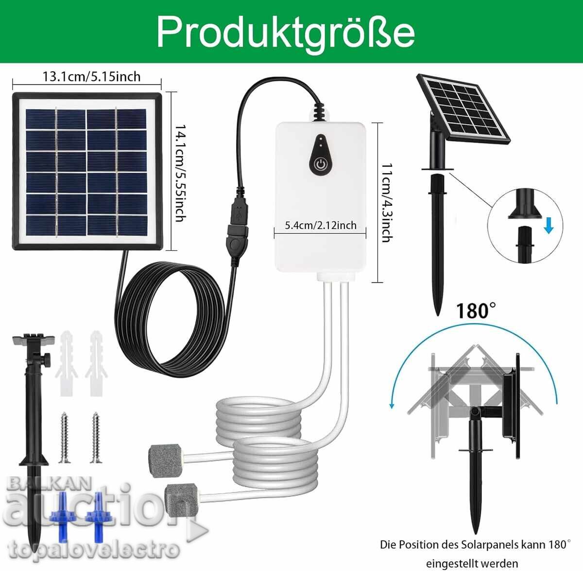 Livrarea NOU! Pompă de aer solară 2W, cu USB și încărcare solară