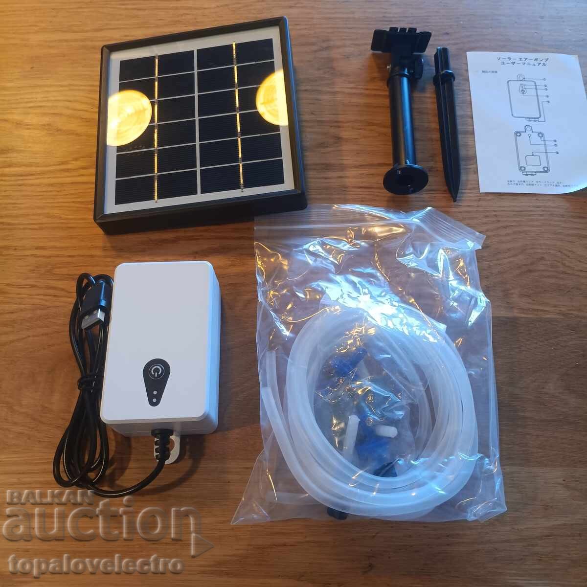 NOU! Pompă de aer solară 2W, cu USB și încărcare solară - 5