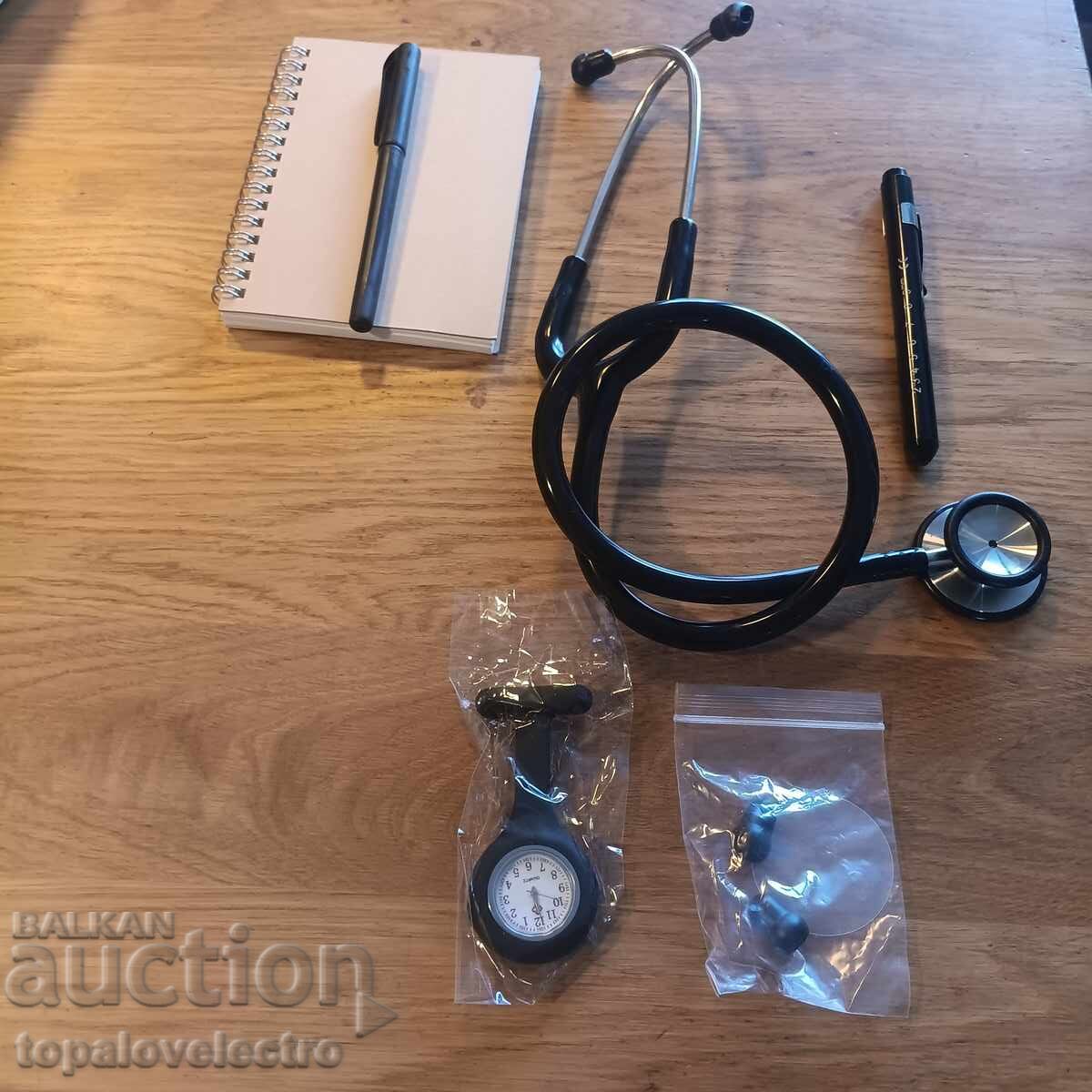 Παράδοση ΚΑΙΝΟΥΡΙΟ! Ιατρικό σετ με στηθοσκόπιο, με θήκη, φακό, υγρό