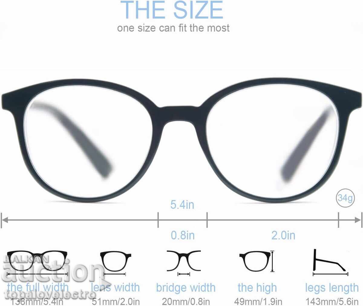 НОВ! Комплект 3 броя очила за четене, +3.00, кръгли рамки, п с цена € 6.00 | 11.73 лв.