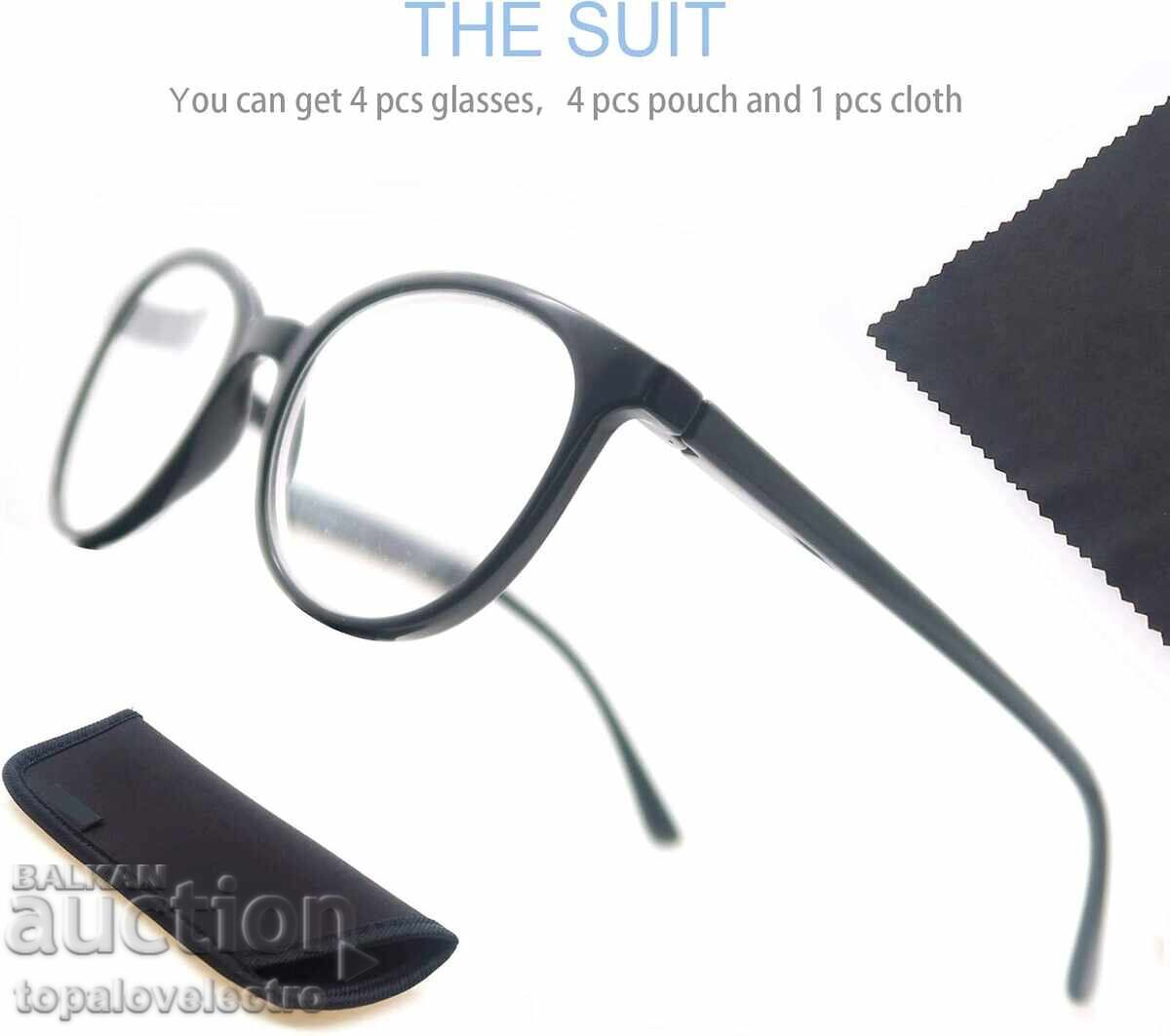 Доставка на НОВ! Комплект 3 броя очила за четене, +3.00, кръгли рамки, п