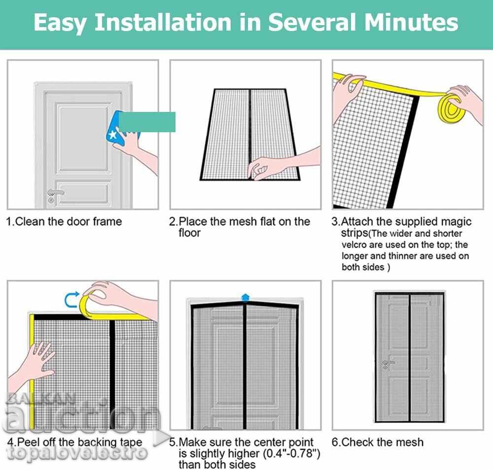 Licitație NOU! Plasă magnetică anti-insecte pentru ușă 90x200 cm, fără