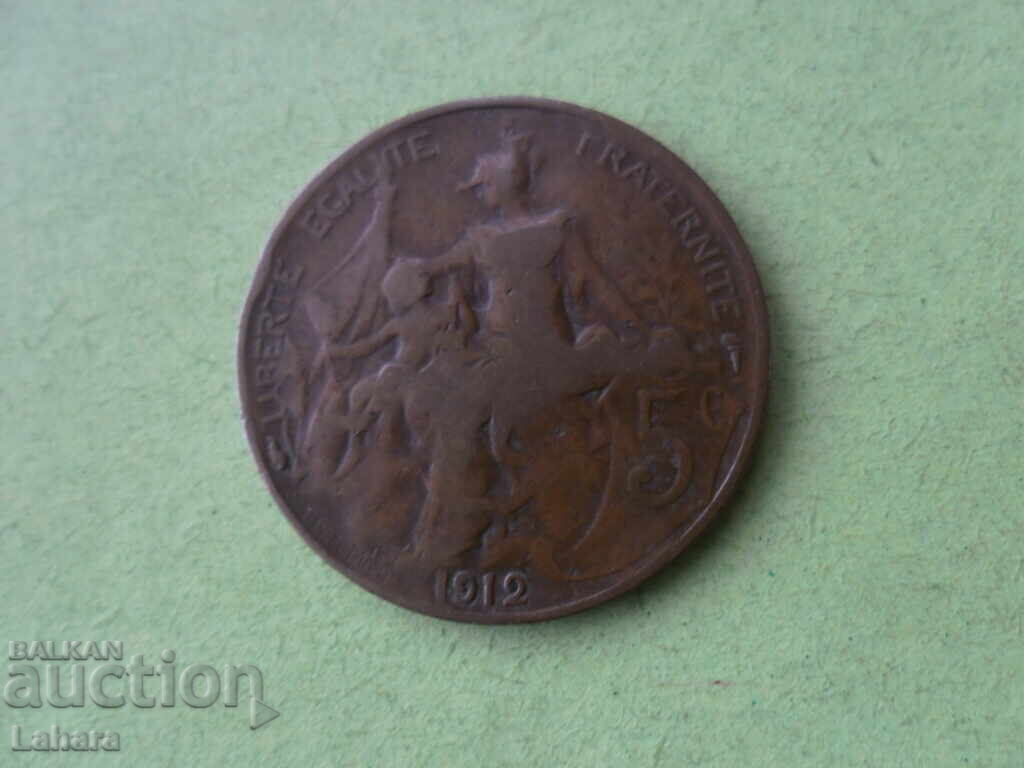 5 сантима 1912 г. Франция 5 сантима 1912 г. Франция