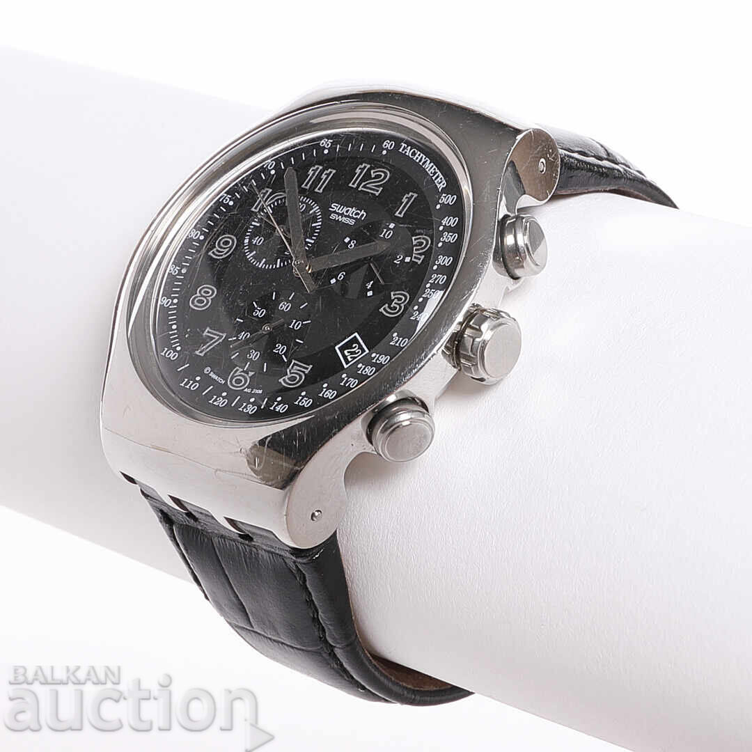 Swatch Tachymeter стилен мъжки часовник произведен Швейцария с цена € 94.00 | 183.85 лв.