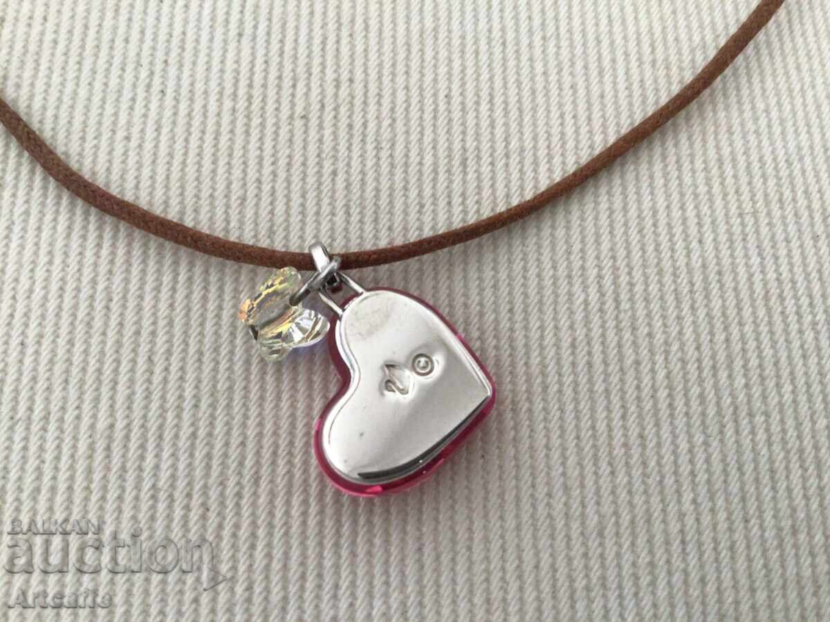 Аукцион дамско колие Swarovski с нежен розов кристал