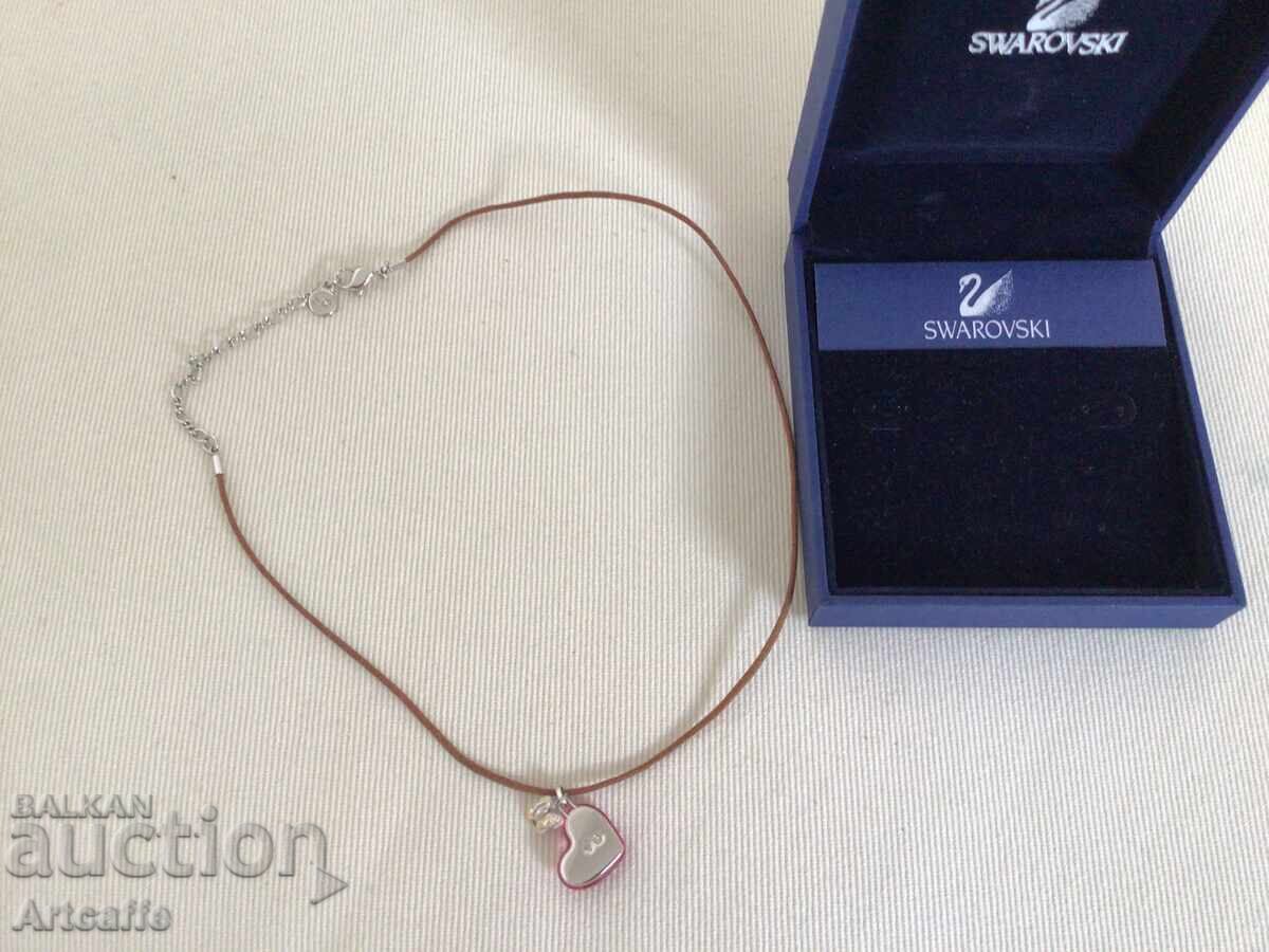 дамско колие Swarovski с нежен розов кристал - 5