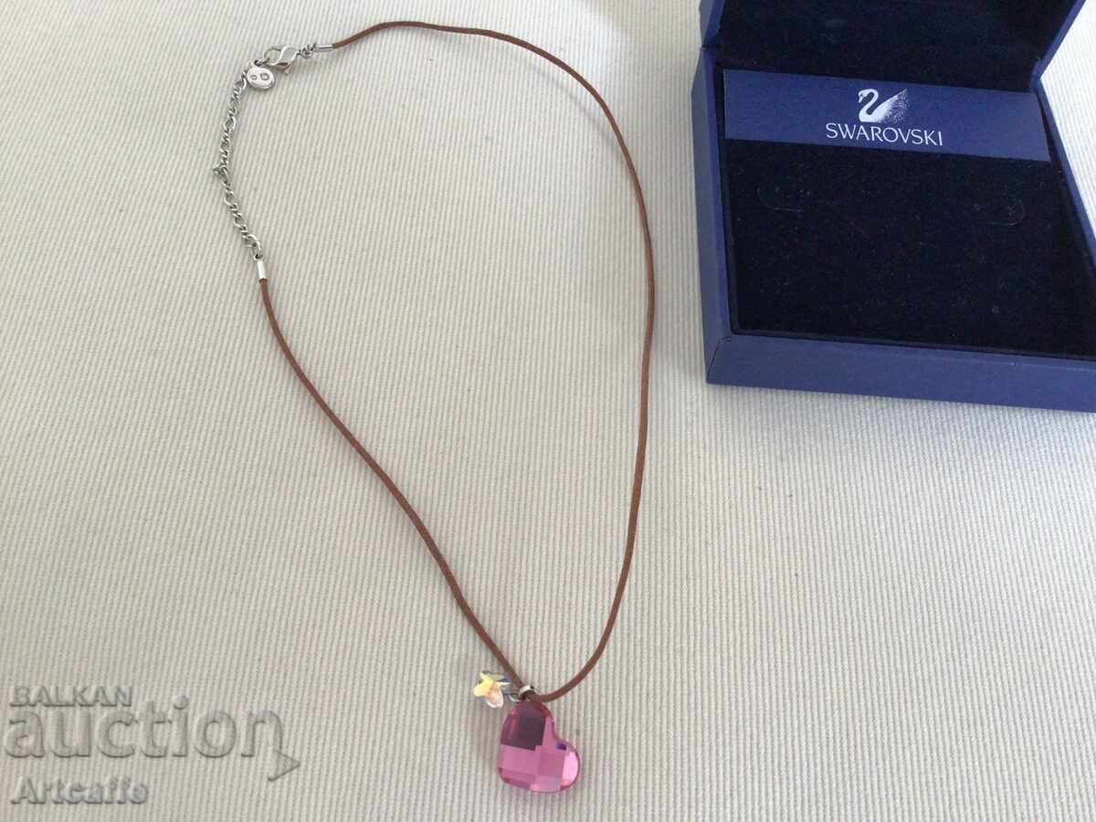 дамско колие Swarovski с нежен розов кристал - 6