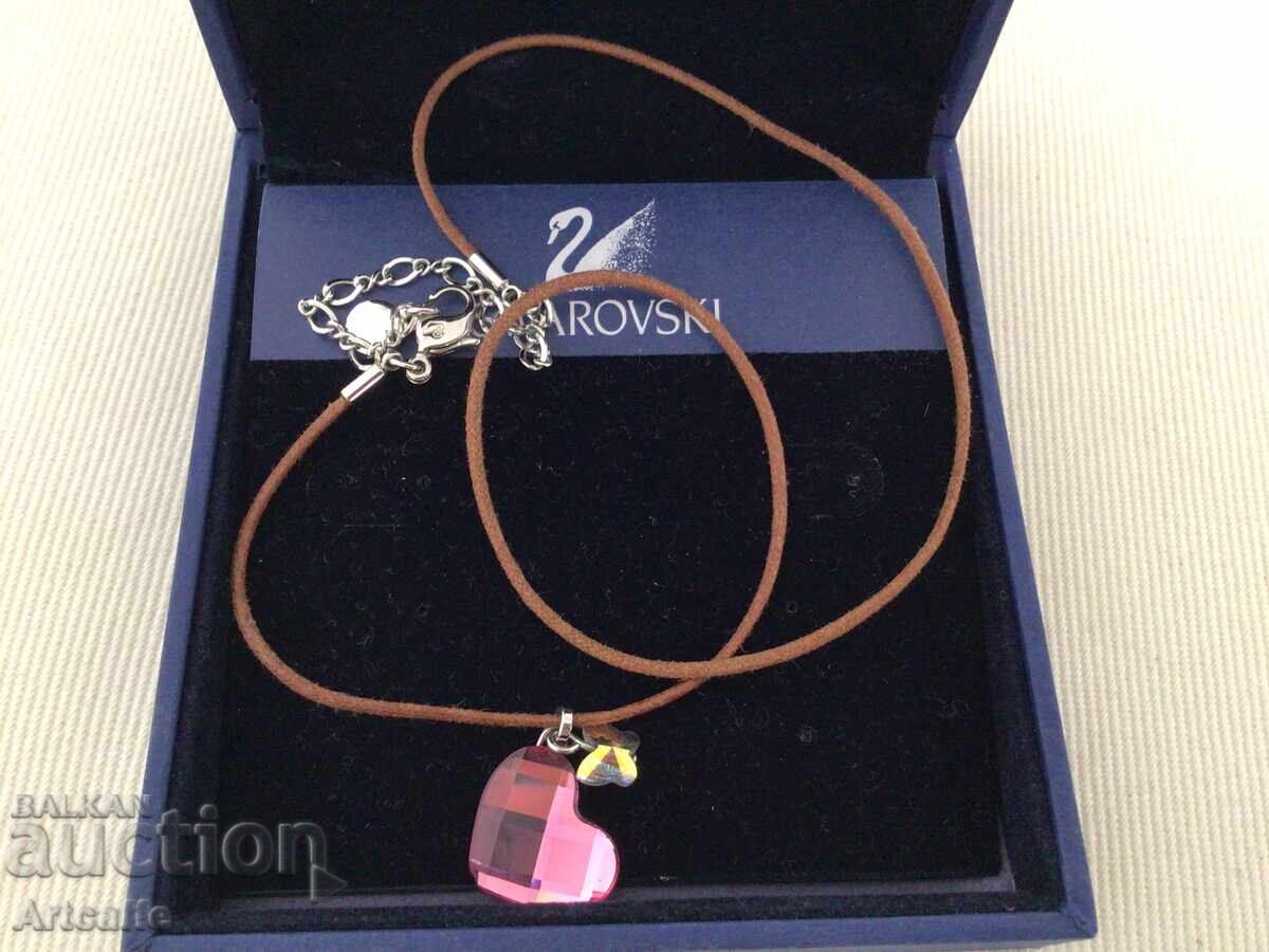 дамско колие Swarovski с нежен розов кристал