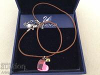 Colier de damă Swarovski cu cristal roz delicat