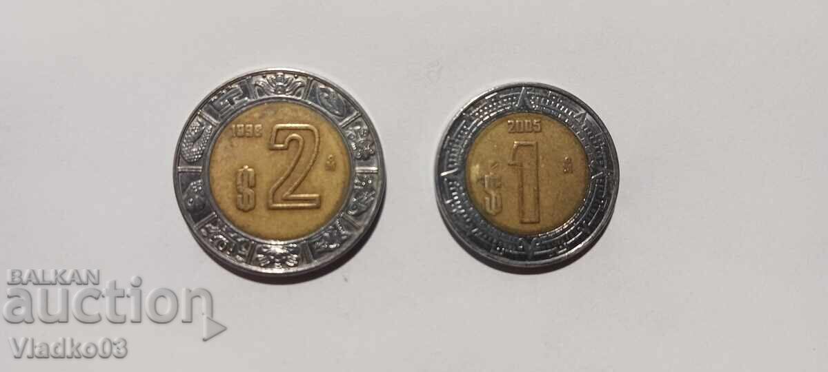 Мексико - лот 1 и 2 песо 2005 1998