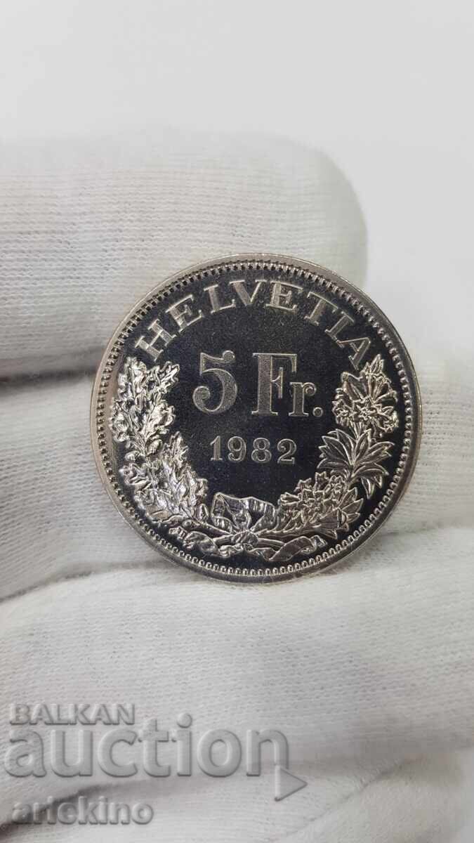 Collectible coin 5 francs Switzerland 1982 PROOF SWISS with price € 0.01 | 0.02 BGN