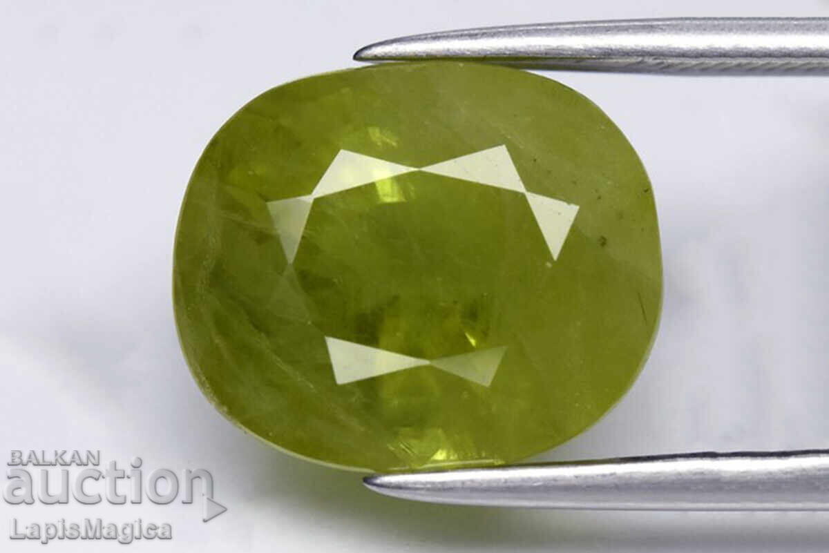 Зелен сапфир 5.22ct cushion шлифовка 10.3x8.7mm