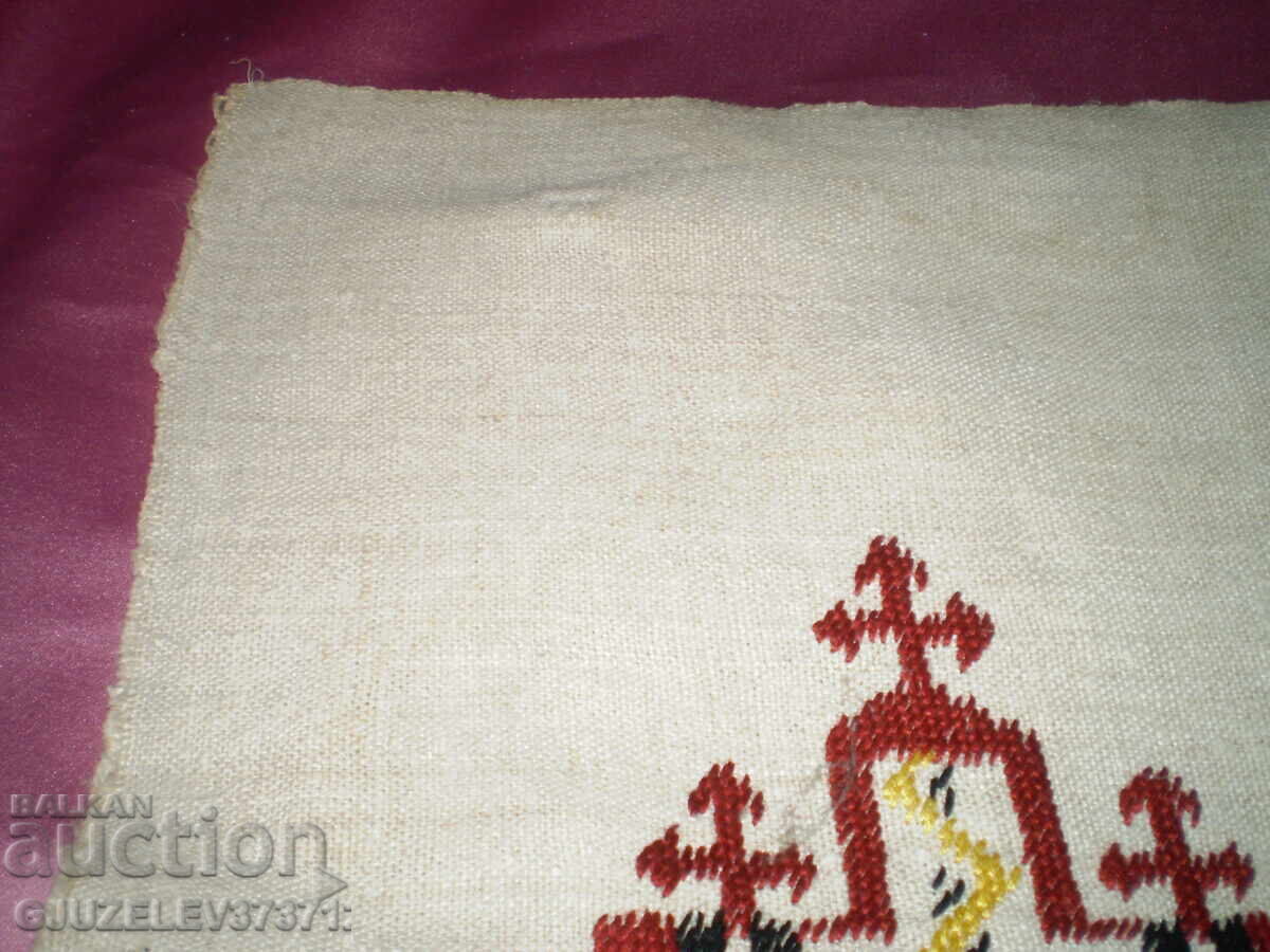 Αντίκα χειροποίητη κεντημένη κουρτίνα με κόκκινο κέντημα - 5