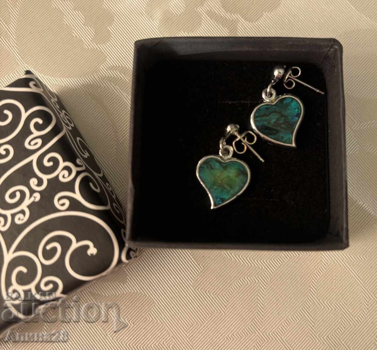 Σκουλαρίκια καρδιά με πέτρες στη μέση