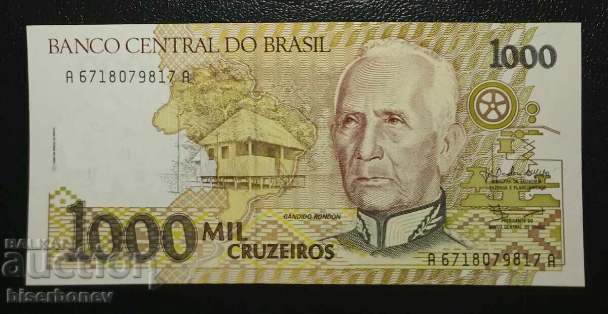Brazil , Бразилия, 1000 крузейро 1990 г, UNC