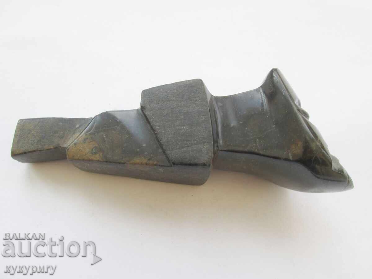 Стара каменна лула от махагонов обсидиан - 5