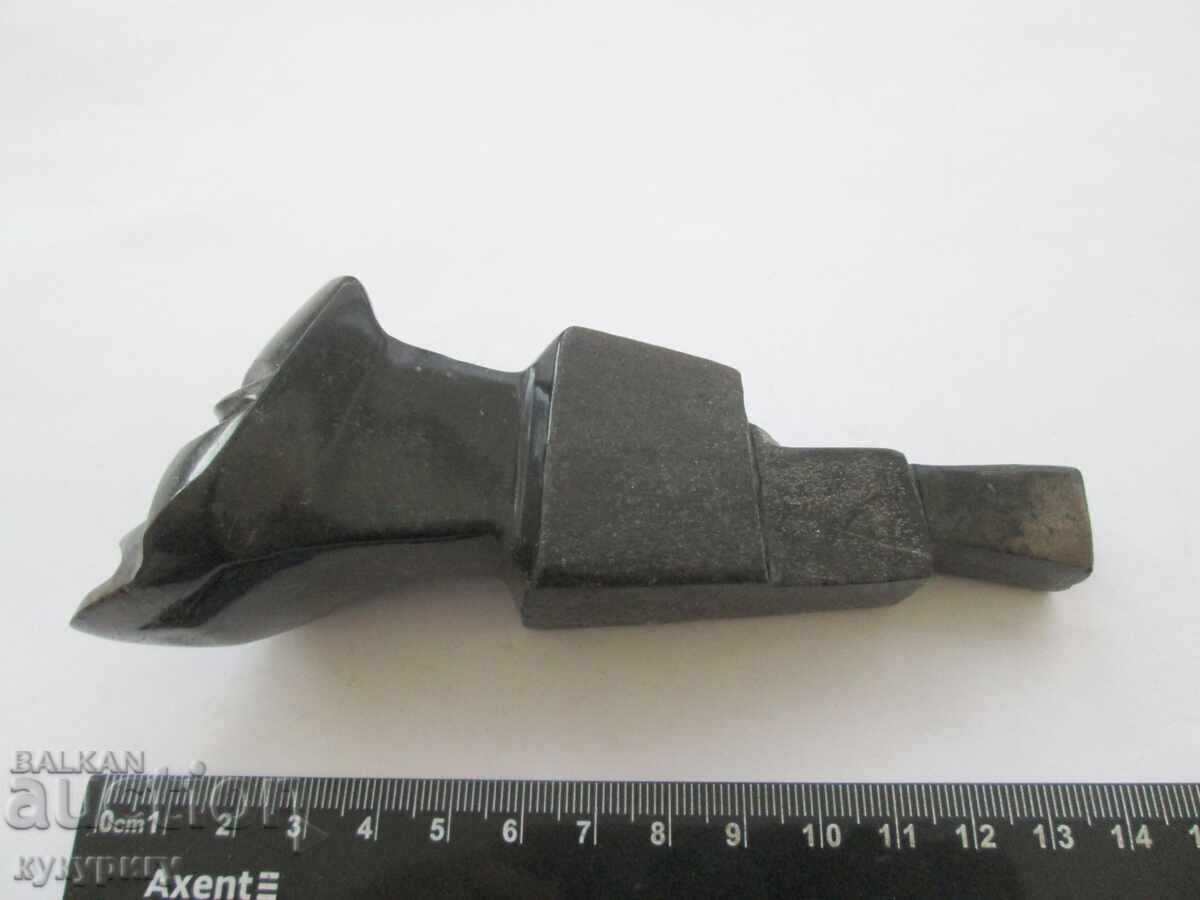 Стара каменна лула от махагонов обсидиан - 7