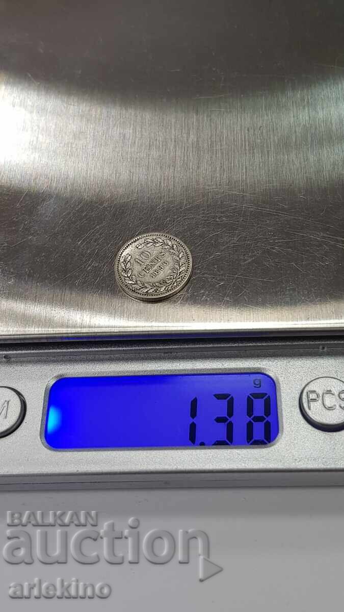 Monedă rară de argint 10 Cents 1890 NIDERLANDS - 5 Monedă rară de argint 10 Cents 1890 NIDERLANDS - 5