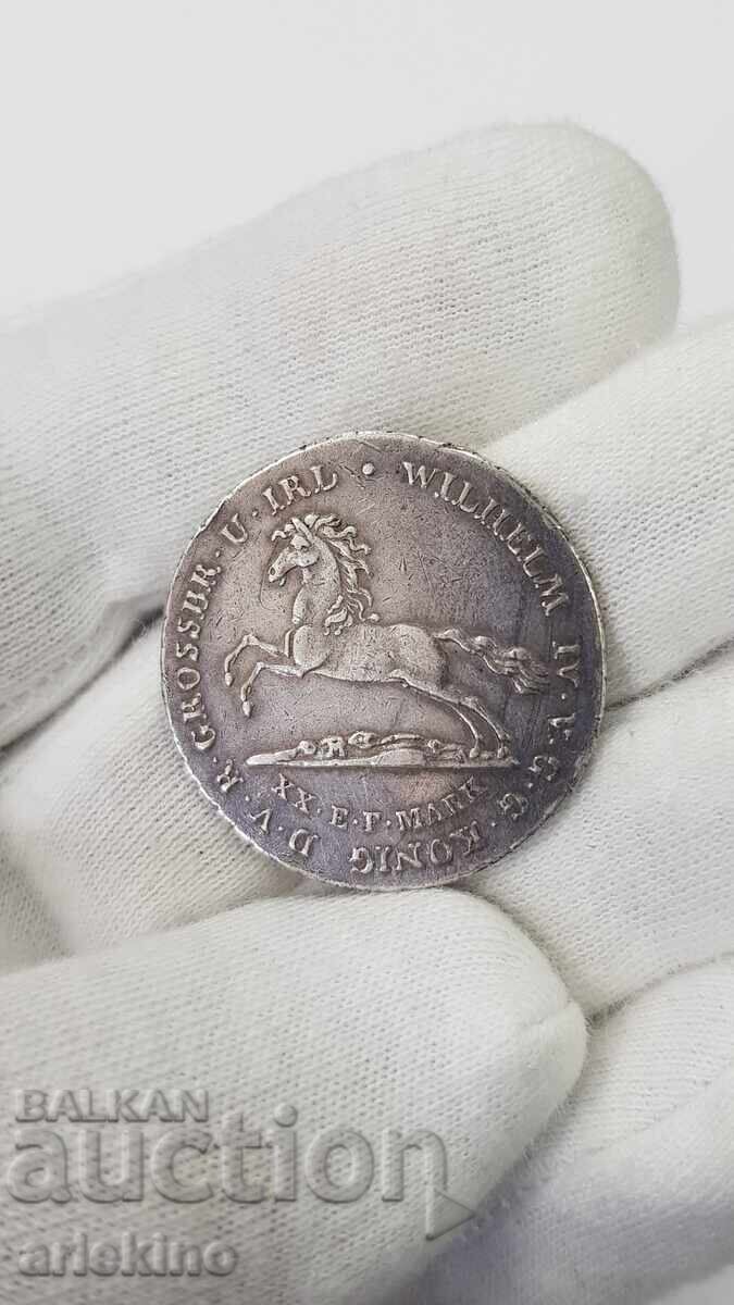 Livrarea Monedă rară de argint 16 groși 1830 Germania