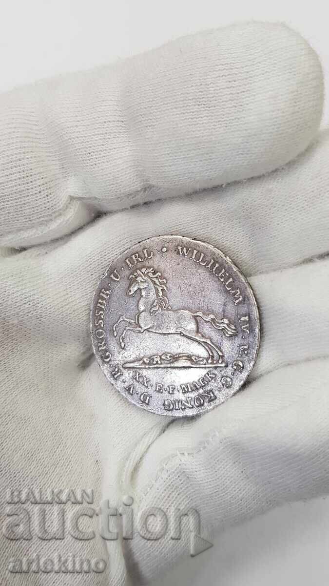 Monedă rară de argint 16 groși 1830 Germania - 6