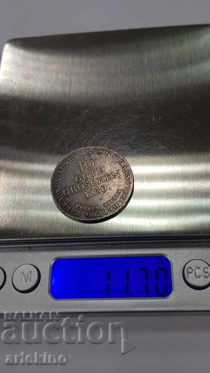 Monedă rară de argint 16 groși 1830 Germania - 7