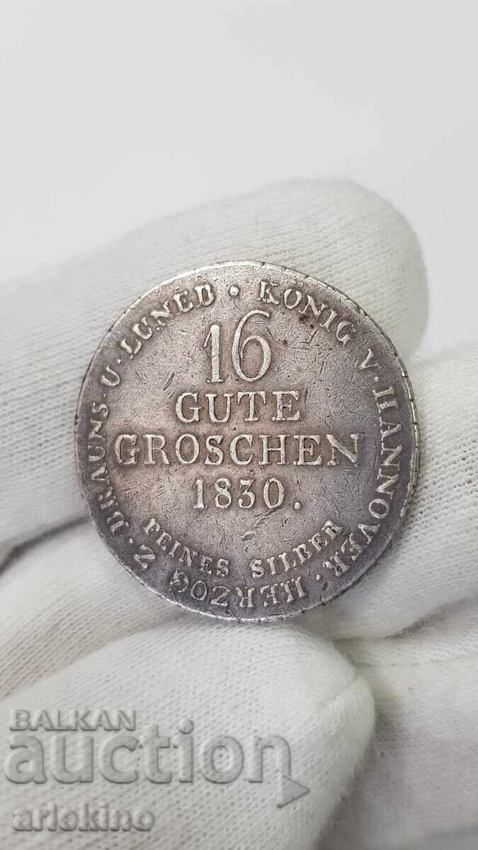 Monedă rară de argint 16 groși 1830 Germania