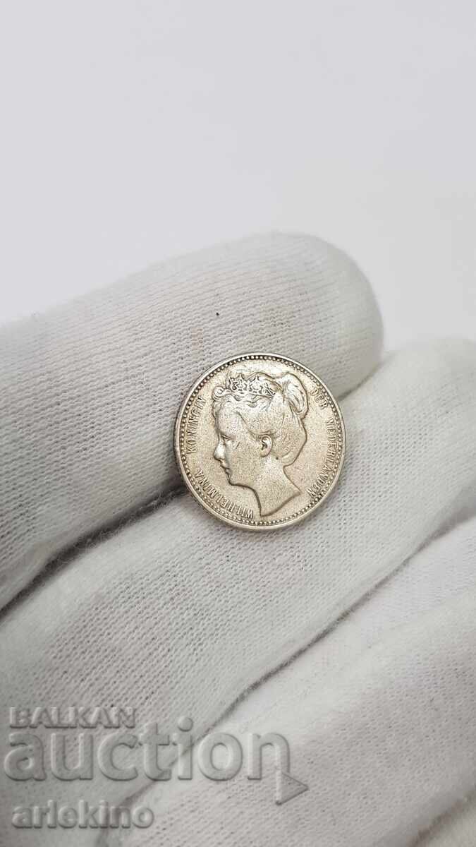 Rare Silver Coin 25 Cents 1902 NETHERLANDS - 5
