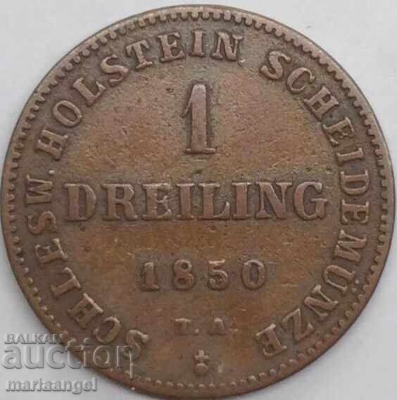 1 dreiling 1850 Schleswig-Holstein Germania 4,7g Christian VII - 6