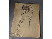 Old Master drawing, pencil, erotic, nude body