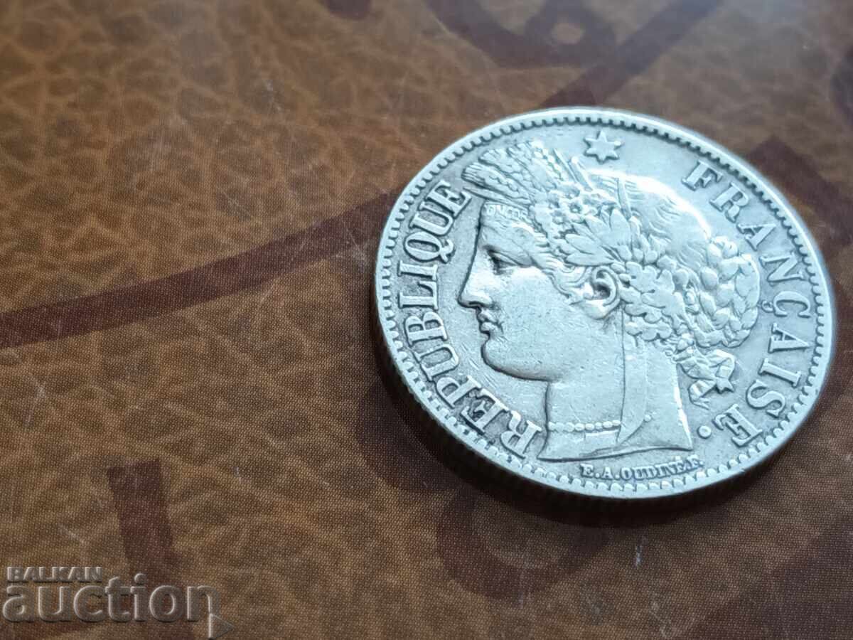 Аукцион Франция сребърна монета 2 франка 1871 г.