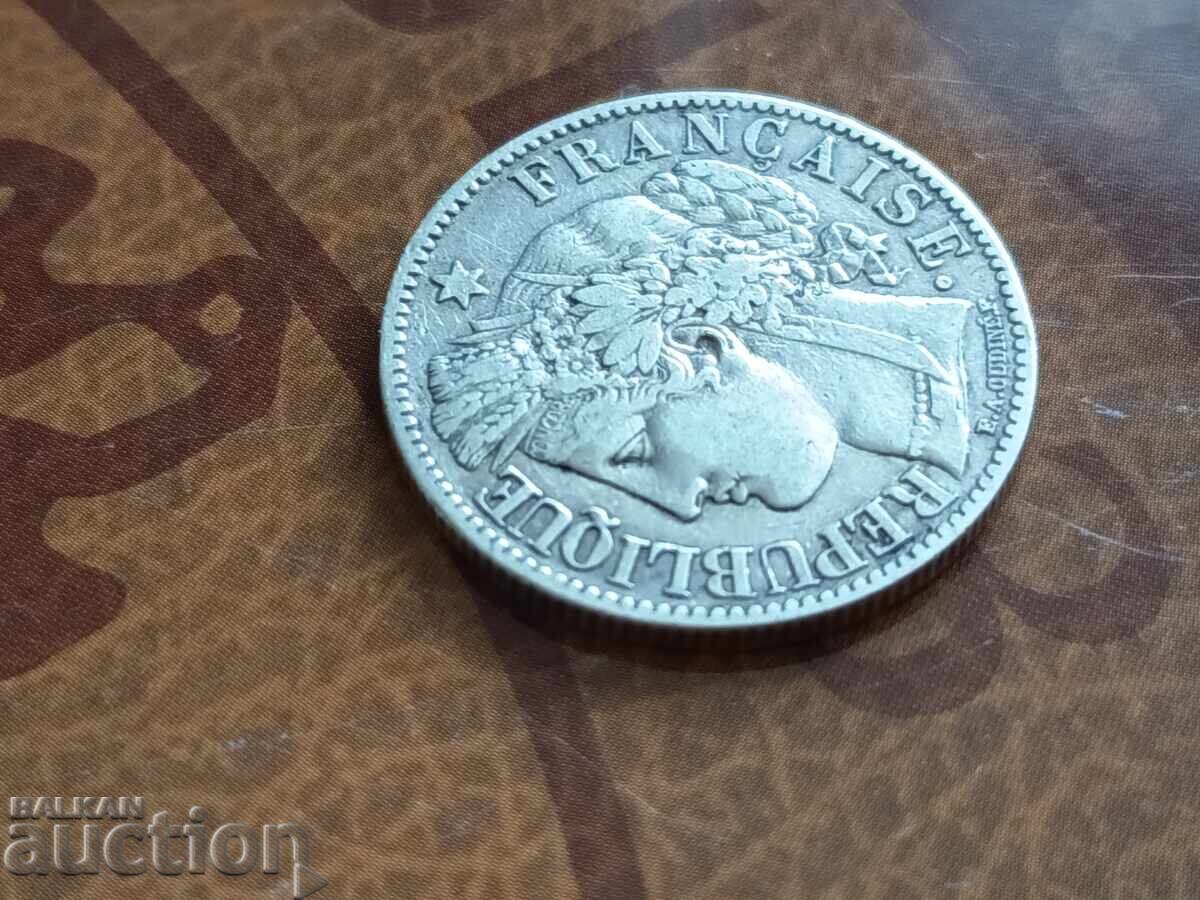 Доставка на Франция сребърна монета 2 франка 1871 г.