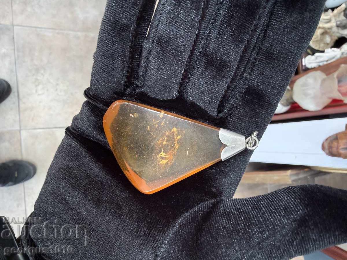 Delivery of Amber pendant with silver mount №7835