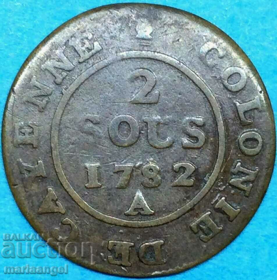 Франция 1782 2 су Луи XVI с цена € 27.00 | 52.81 лв.