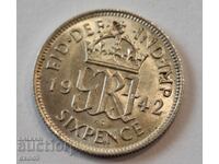 Сребро 6 Пенса 1942 / Великобритания