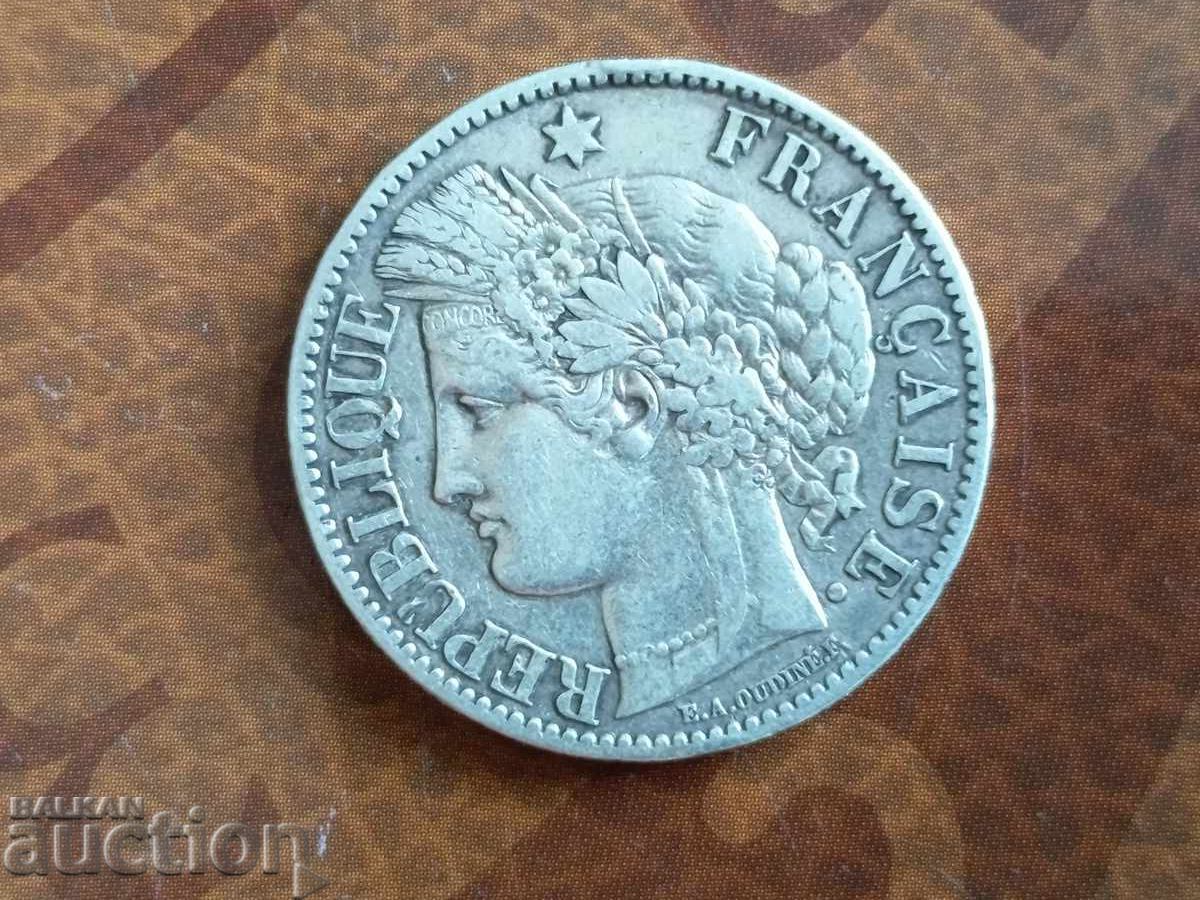 Licitație Franța monedă de argint 2 franci 1895, tiraj mic