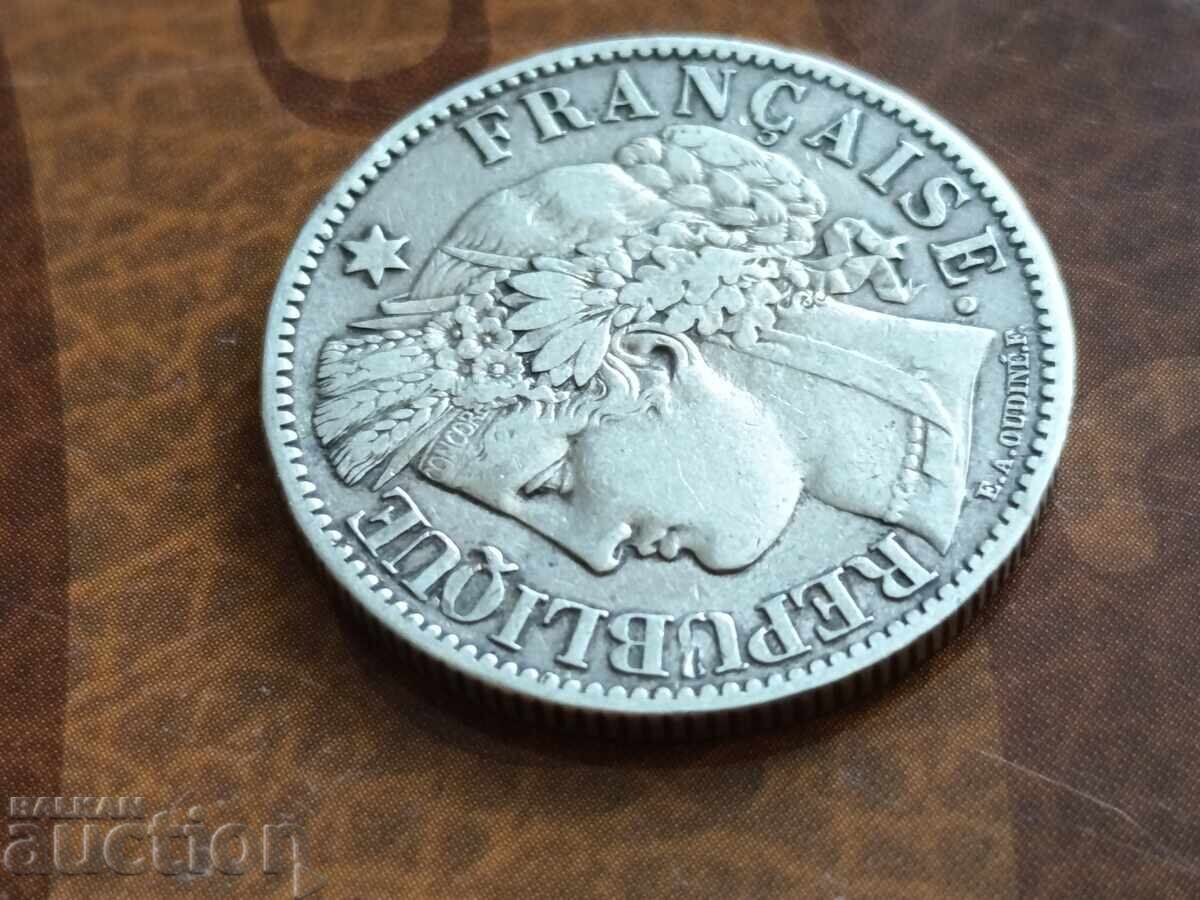 Livrarea Franța monedă de argint 2 franci 1895, tiraj mic